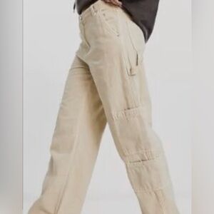 H&M Wide Leg Cargo Pants in off white